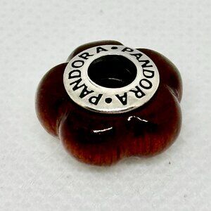 Authentic Pandora Sterling Silver Carved Wood Flower #790712 RARE